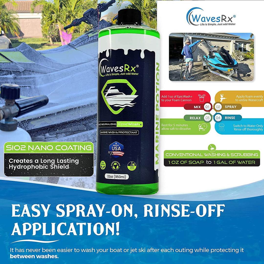 CERAMIC SEALANT & PROTECTOR SPRAY (AQUASHIELD) + SALT NEUTRALIZING SIO2 INFUSED BOAT WASH (EPICWASH)