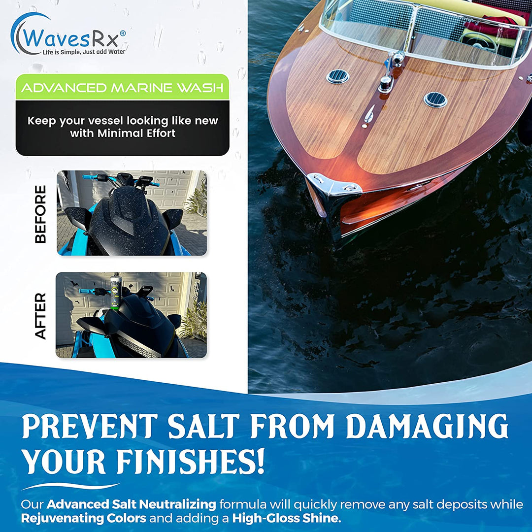 WAVESRX MARINE SCUFF ERASERS + CERAMIC SEALANT SPRAY WAX (AQUASHIELD) + SALT NEUTRALIZING BOAT WASH (EPICWASH) I HYDROPHOBIC SHIELD WITH SILICON DIOXIDE (SIO2) + HIGH GLOSS POLISH FOR BOAT & JET SKI