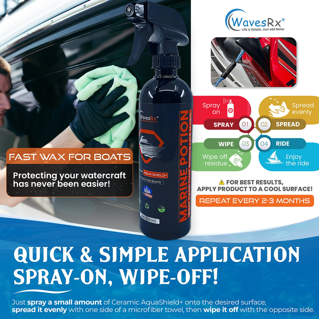 WAVESRX Ceramic Spray Sealant (AquaShield) + Salt-Neutralizing Boat Soap (EpicWash) + Marine Engine Flush (EpicFlush) I Removes Salt &amp; Prevents Corrosion | Improves Engine Performance &amp; Efficiency