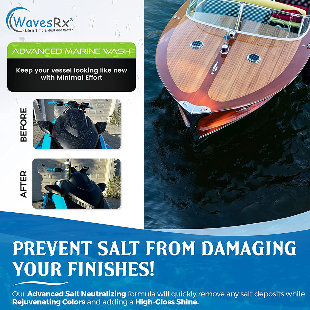 WAVESRX Salt-Neutralizing Boat Soap (EpicWash) + Marine Engine Flush & Protectant (EpicFlush) | Removes Salt Deposits & Rust | Adds Protective Ceramic Coating to Prevent Mineral Buildup & Corrosion