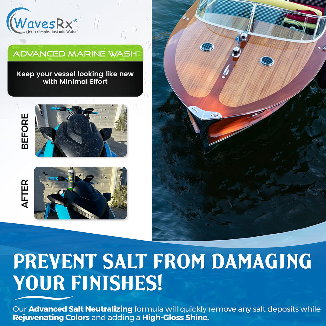 WavesRx Boat Scuff & Grime Erasers + Salt-Neutralizing Boat Wash (EpicWash) + Marine Engine Flush & Protectant (EpicFlush) + Saltwater Activated BilgePods | Keep Your Watercraft Clean & Corrosion-Free