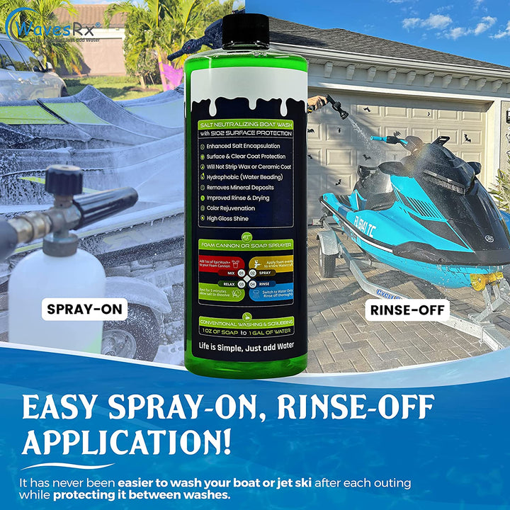 WavesRx Salt-Neutralizing Boat Soap (EpicWash) + Ceramic Spray (AquaShield) + Marine Engine Flush & Protectant (EpicFlush) | Keep Your Watercraft Clean & Corrosion Free Protect From Saltwater Exposure