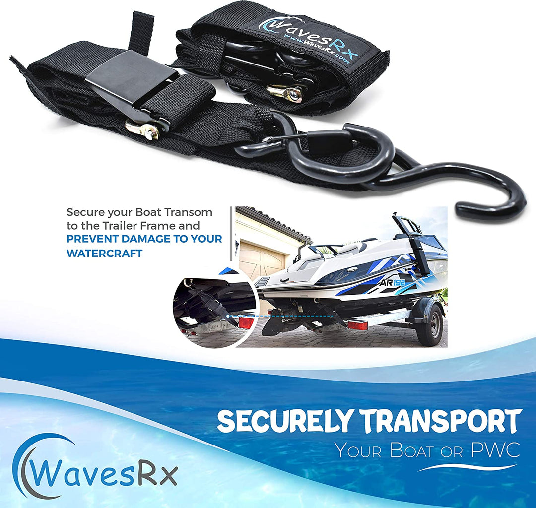 WAVESRX ULTIMATE JET SKI & PWC BUNDLE | ALUMINUM SPIKE BEACH ANCHOR 12'' + 3/8X15' DOCK LINES (2PK) + 24" TRANSOM TIE-DOWN STRAPS (2PK) + ANCHORMATE BUNGEE LINE 14' + DOCKINGPAL BUNGEE ROPES (2PK)