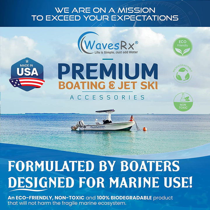 WAVESRX BOAT & JET SKI MARINE SCUFF & GRIME ERASER PADS + AQUASHIELD+ CERAMIC SEALANT FAST WAX SPRAY I ULTRA SLICK HYDROPHOBIC SHIELD WITH SILICON DIOXIDE (SIO2) I HIGH GLOSS POLISH FOR BOAT & JET SKI