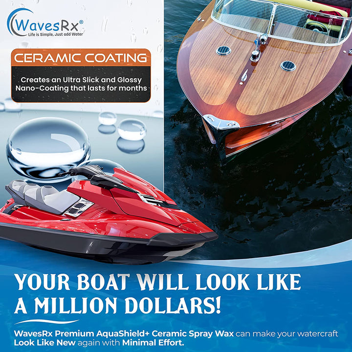 WAVESRX 18" BEACH SPIKE SAND ANCHOR + CERAMIC SEALANT SPRAY WAX (AQUASHIELD) I SECURELY ANCHOR YOUR BOAT OR JET SKI IN SHALLOW WATER NEAR BEACH OR SANDBAR + ULTRA SLICK HYDROPHOBIC COATING WITH SILICO
