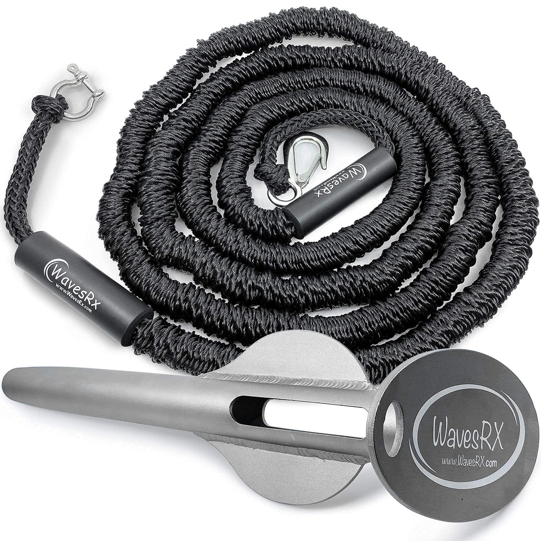 Beach Anchoring Bundle for Boats | 18" Aluminum Spike + AnchorMate Bungee Line 14'-50'